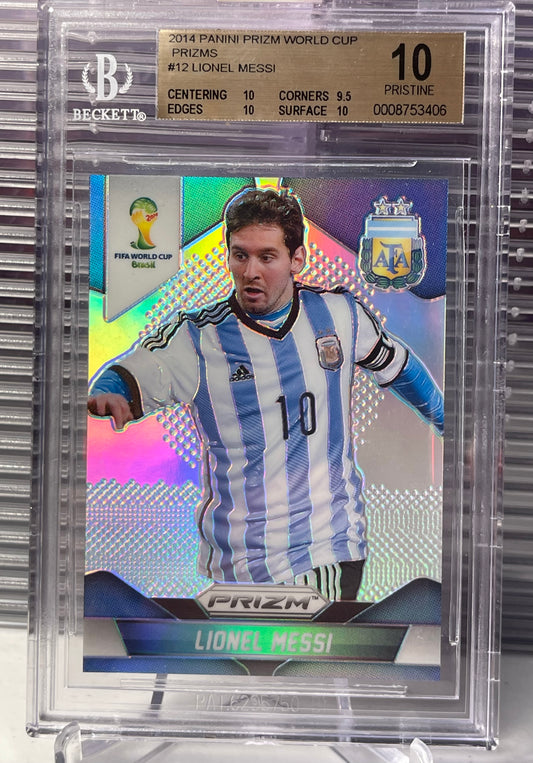 2014 Panini World Cup Prizm Lionel Messi Silver Prizms BGS 10 - PRIZM HOLY GRAIL